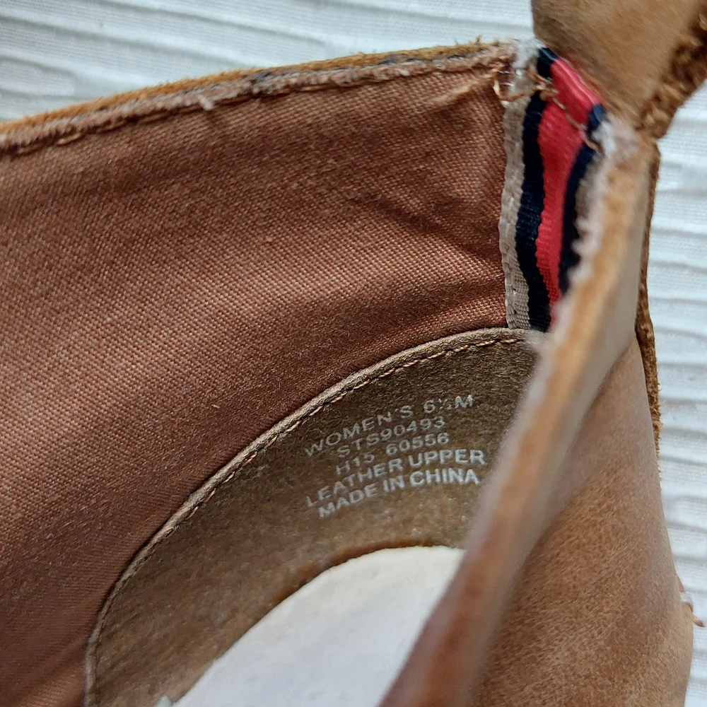 Sperry Brown Wedge Ankle Boots Size 6.5